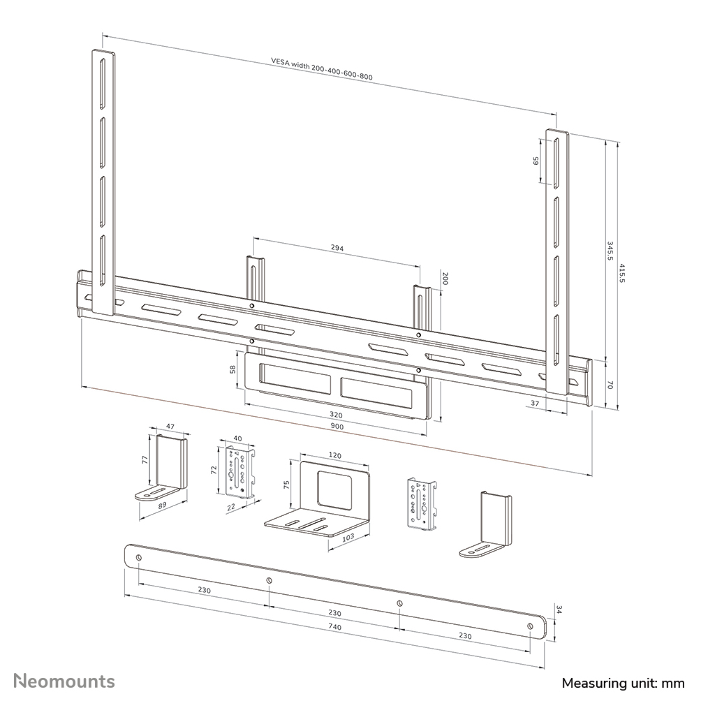 Neomounts AV2-500BL Videobar-Kit 43-110" - VESA - max 10 kg - universal